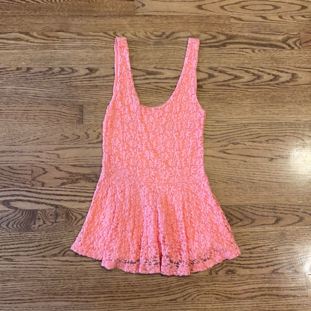 Floral lace peplum tank top